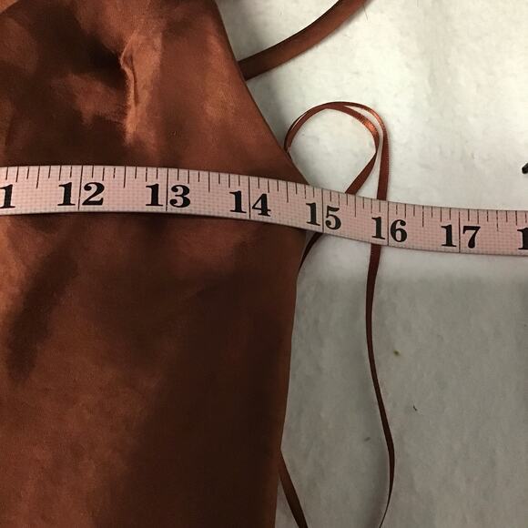 LUSH XS Perfect Night Brown Satin Cowl Neck Culotte Jumpsuit NEW b122 - Picture 6 of 13